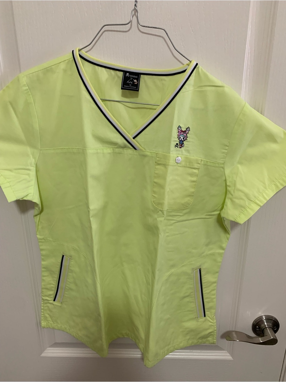 tokidoki Neon Yellow V-Neck Top with Contrast Trim